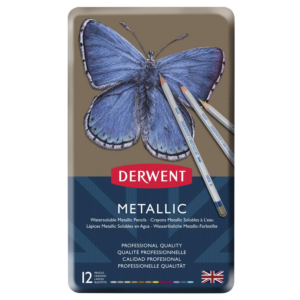 Derwent Metallic Watersoluble Pencils 12ct 3.4mm (0700456)