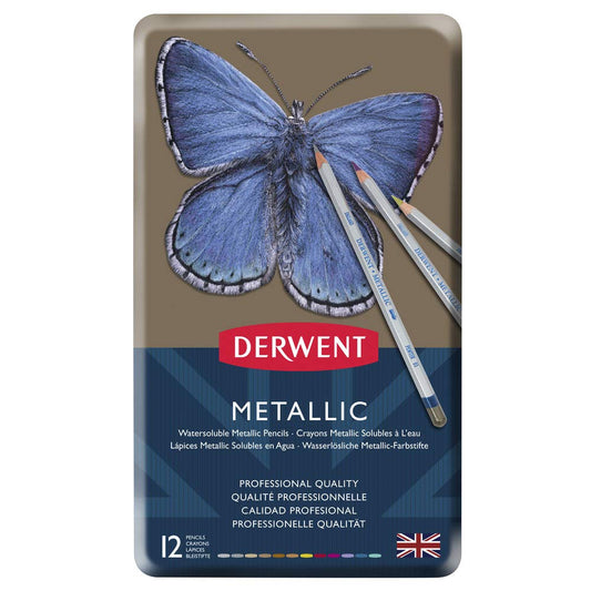 Derwent Metallic Watersoluble Pencils 12ct 3.4mm (0700456)
