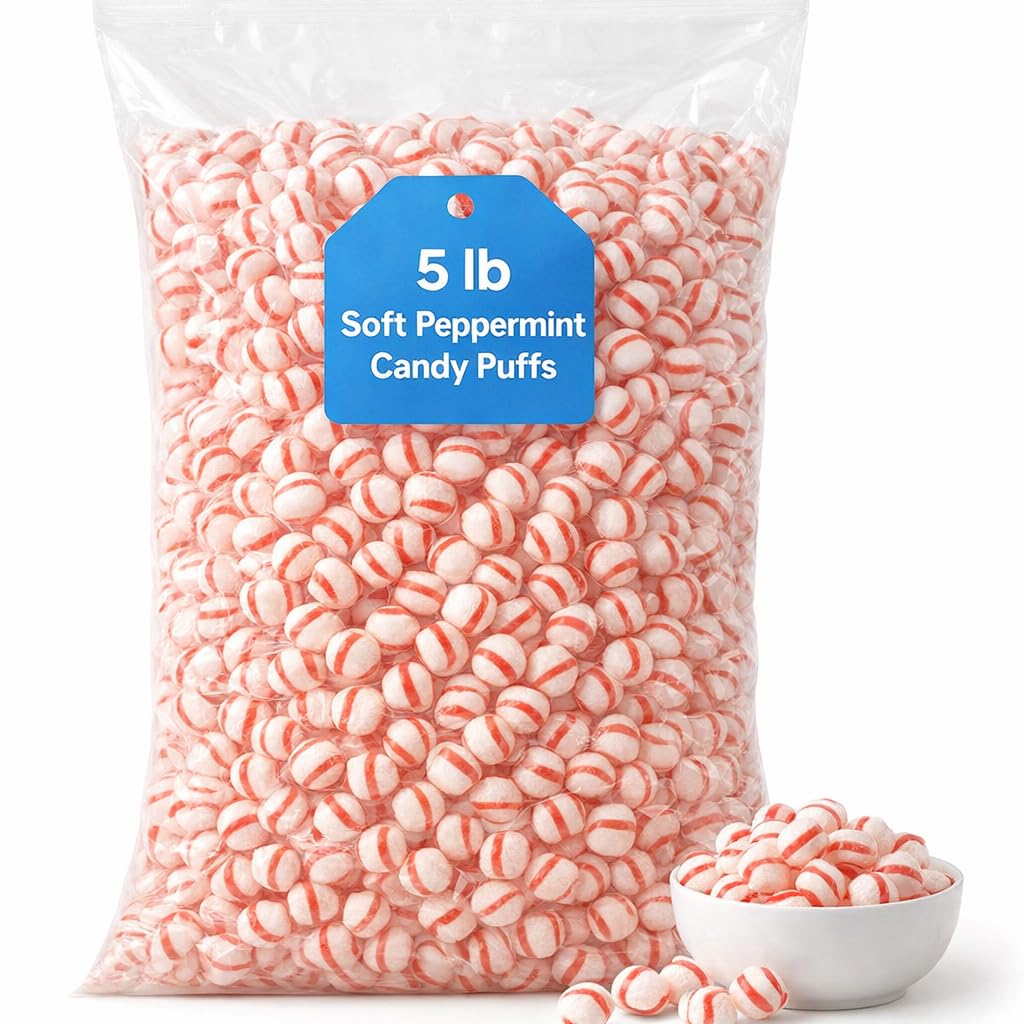 Old-Fashioned Soft Mints Candy – 5 lb Bulk Bag, Classic Chewy Mint Sweets, Refreshing Soft Mints for Parties, Holidays & Candy Jars