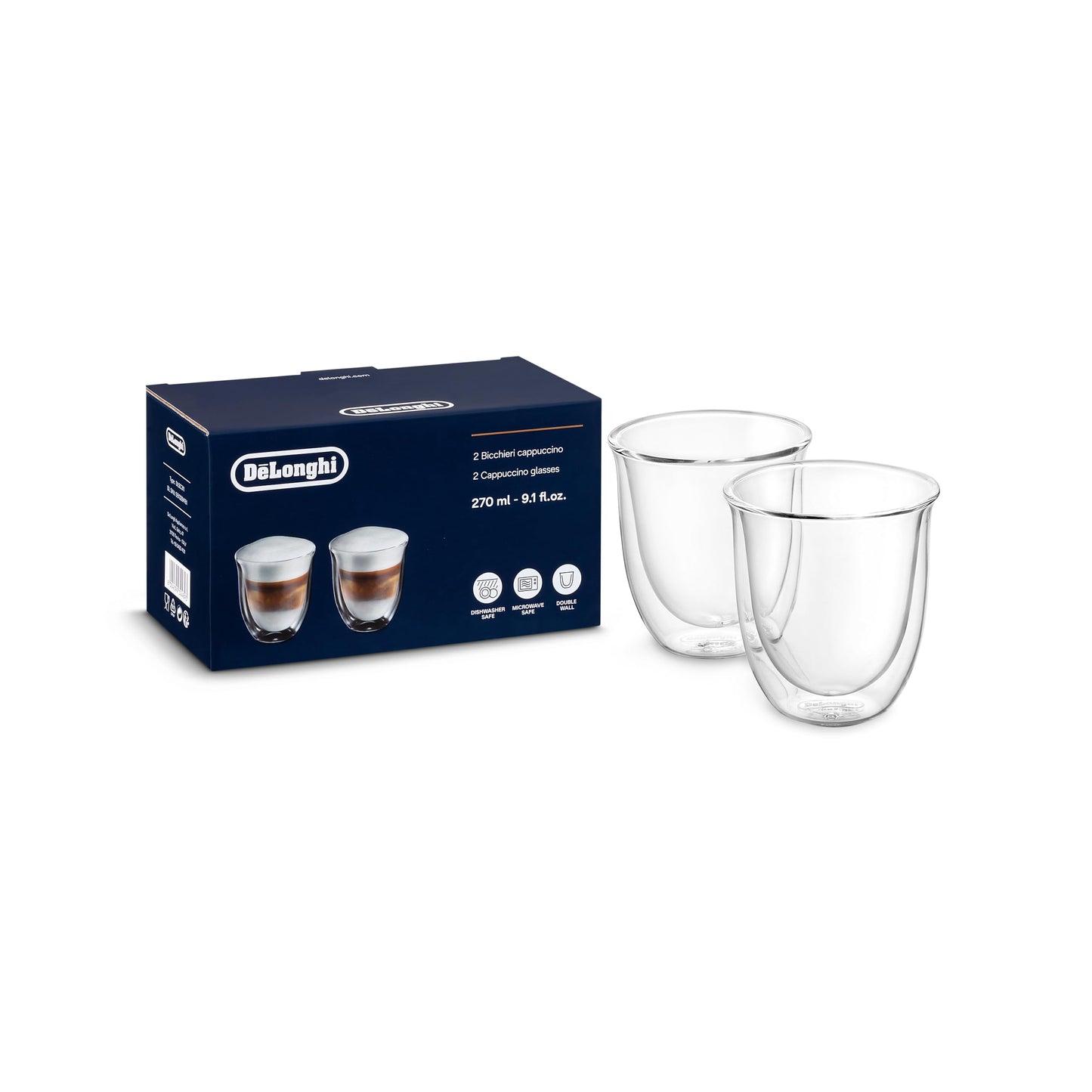 De'Longhi Cappuccino Glasses 270ml 5513214601