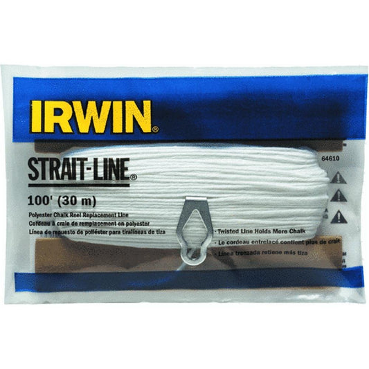 IRWIN Tools Replacement Line for STRAIT-LINE Chalk Line Reels, Polyester, 100-foot (64610)