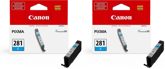 Canon CLI-281 Genuine Cyan Ink Tank, Compatible with TR8520, TS9120,TS8120, TS6120, TS9521C/a, TS9520/a, TS8220, TS6220, TS8320, TS6320, TS702/a, and TR8620/a Series Printers (Pack of 2)