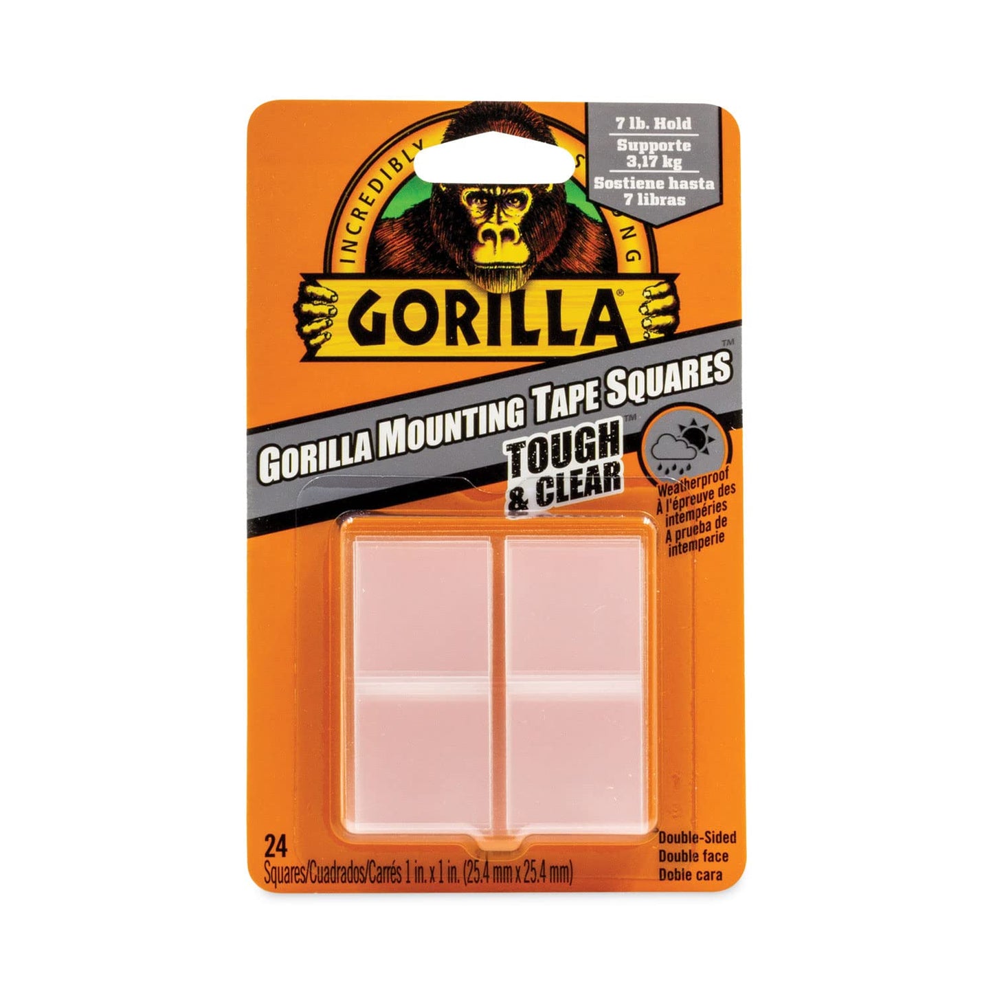 Gorilla 1" Double-Sided Mounting Tape Squares 24 Ct