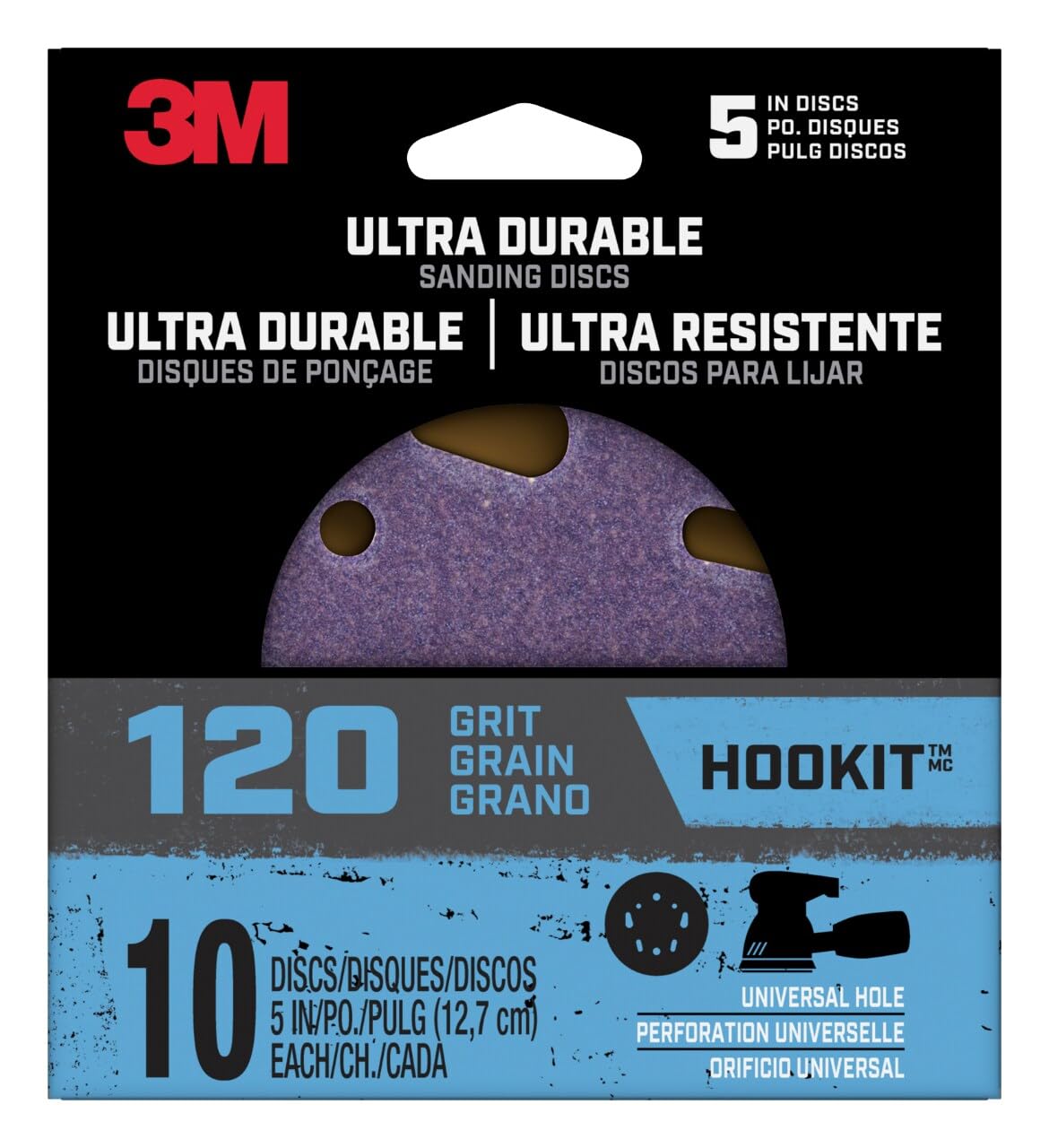 3M Ultra Durable 5" Sanding Discs 120 Grit 10-Pack