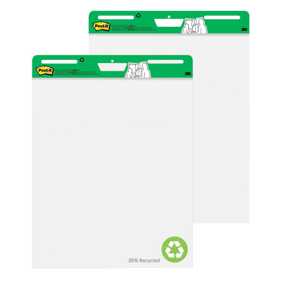 Post-it Super Sticky Easel Pad, Short Backcard Format, White, 25 in x 30 in, 30 Sheets/Pad, 2 Pads/Pack, Great for Virtual Teachers and Students (559 STB)