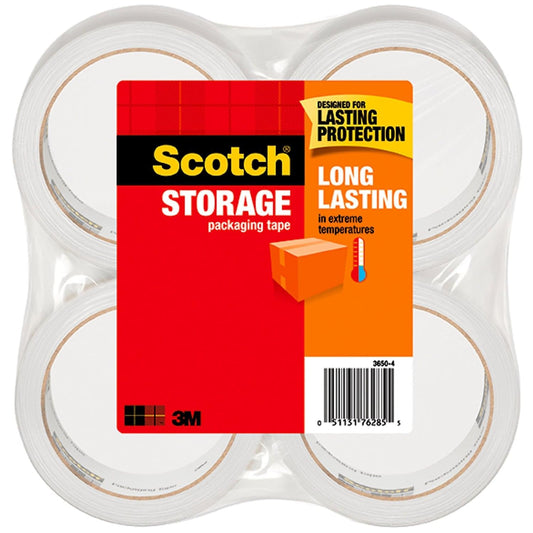 Scotch Long Lasting Storage Packaging Tape, 1.88 in x 54.6 yd, 4 Rolls (3650-4)