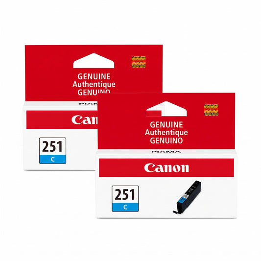 Canon CLI-251XL Genuine Cyan Ink Tank,Compatible with MG6320,IP7220 & MG5420,MX922,MG5520,MG6420,MG7120,iX6820,iP8720,MG7520,MG6620,and MG5620 Printers,(Pack of 2)