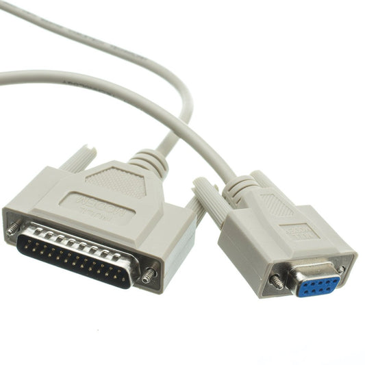 CableWholesale DB9 Female to DB25 Male Null Modem Cable 25ft