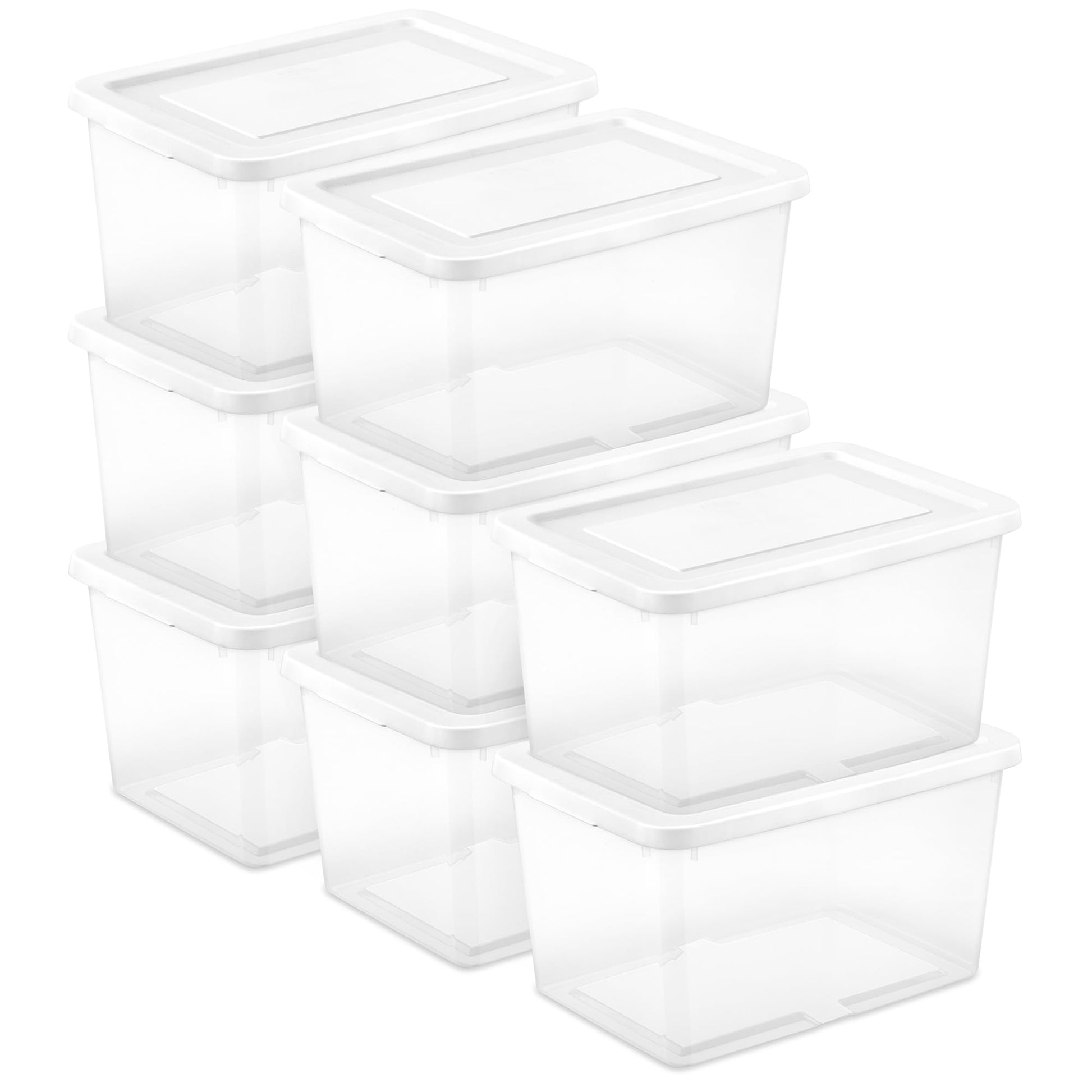 Sterilite 8-Pack Storage Box, Clear Plastic Storage Container Bins with Lids, 20 Quart - Heavy-Duty Organizing Containers for Closet, Bathroom, and Office