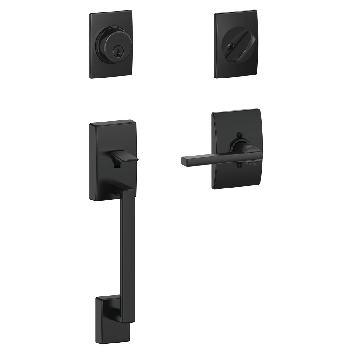 Schlage Century F60CEN622LATCEN Entry Handleset Matte Black