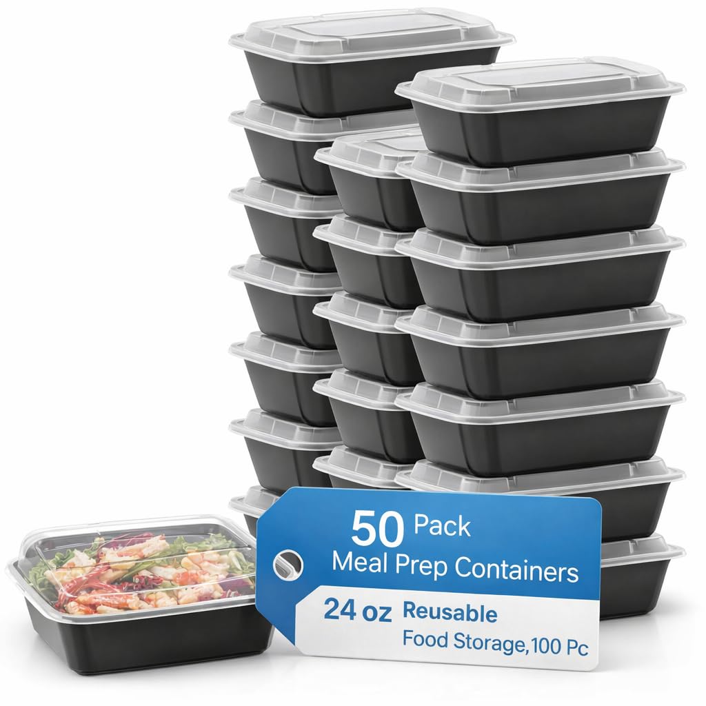 50Pk 24oz Meal Prep Container, 50 Pack