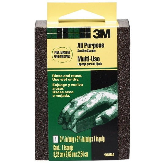 3M Small Area Sanding Sponge, 3.75-in by 2.625-in by 1-in, Fine/Medium