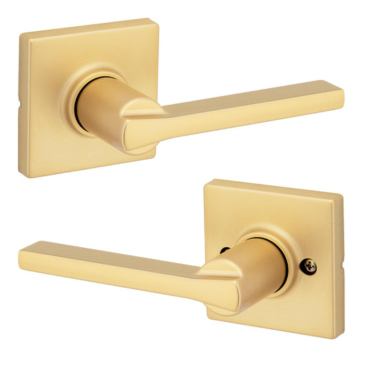 Kwikset Casey Interior Passage Door Lever, Satin Brass