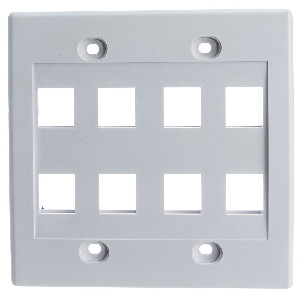 CableWholesale Keystone Wall Plate 8-Port Dual Gang White
