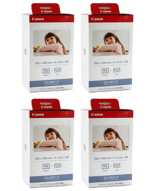Canon KP-108IN Ink & 4x6 Paper Set, 108 Count