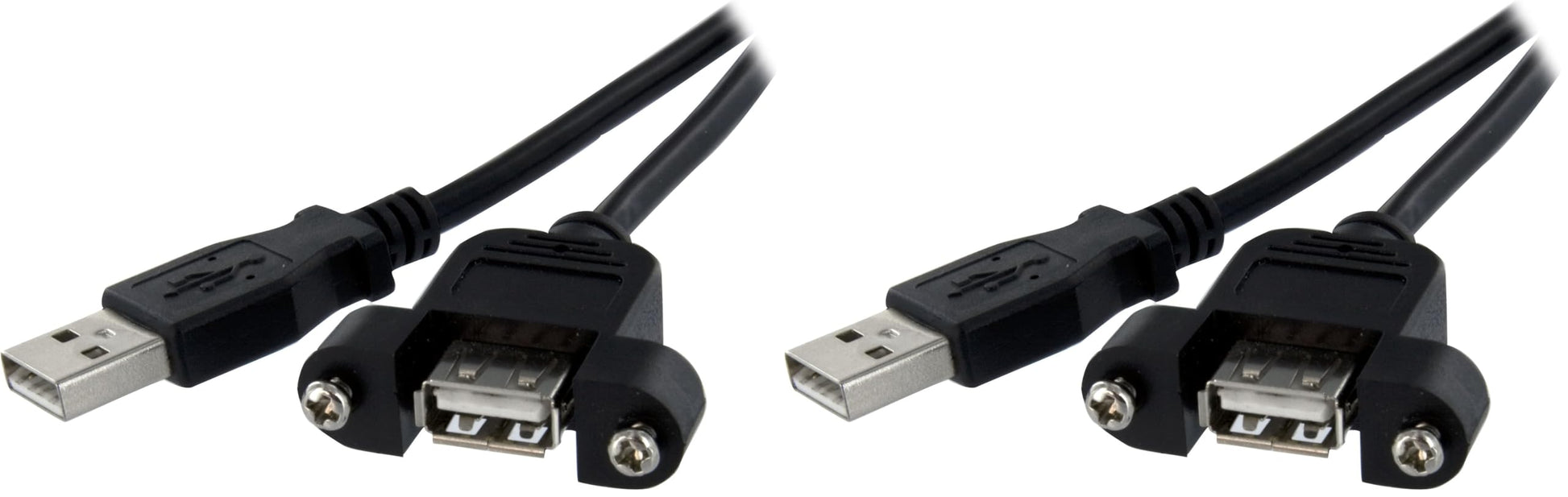 StarTech.com Panel Mount USB A to A Extension Cable 1 ft, 2 Pack