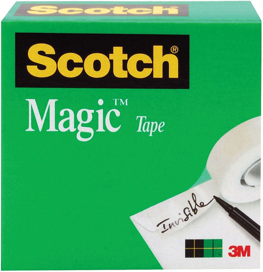 Scotch T963810 810 Magic Tape, Permanent, 2.5 mil, 72 yd. Length x 0.5" Width, Clear