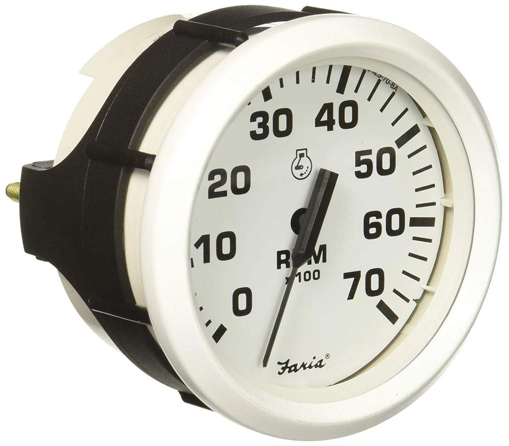 Faria Dress White 4" Tachometer 7000 RPM TC9038