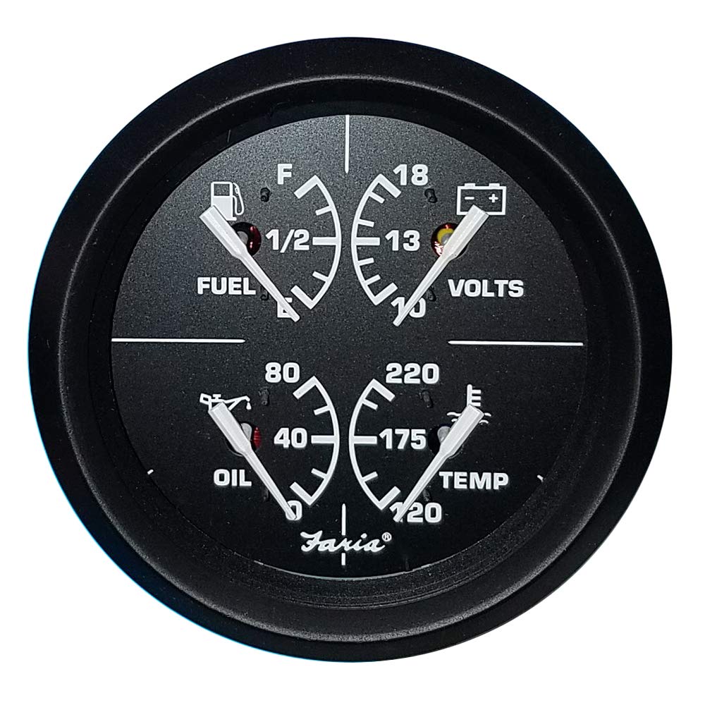 Faria Euro Multifunction Gauge 32851, 4 Inch, Black