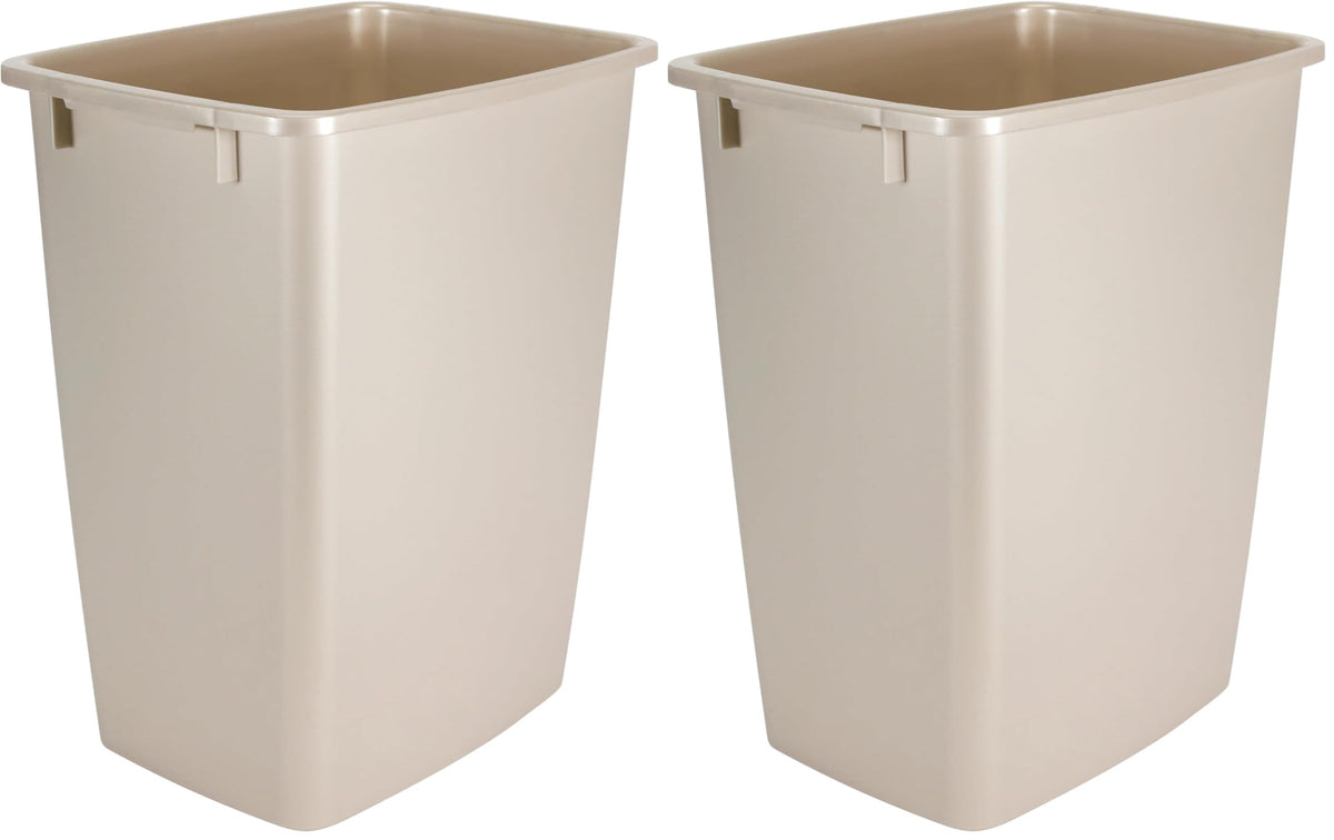 Rubbermaid Small Trash, 9-Gallons, Beige, Plastic Garbage Can/Wastebasket for Kitchen/Bathroom fits Under-Sink/Desk/Countertop/Cabinet, 21-Quart, Bisque (Pack of 2)