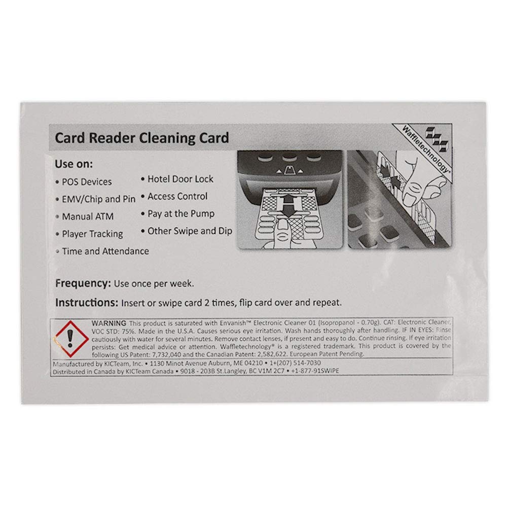 KICTeam - Waffletechnology® Cleaning Cards for Card Reader Payment Machines (40 Cards) - Presaturated with Quick Drying Solution - Made in USA