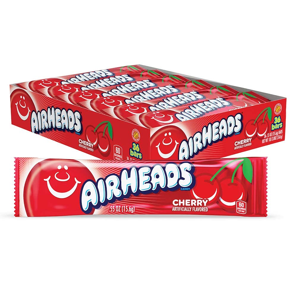 Airheads Cherry Candy Bars 0.55oz Box/36 - Perfetti