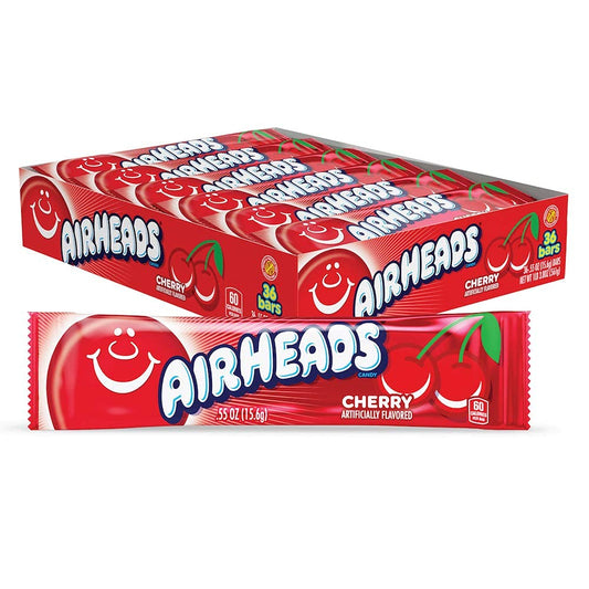 Airheads Cherry Candy Bars 0.55oz Box/36 - Perfetti