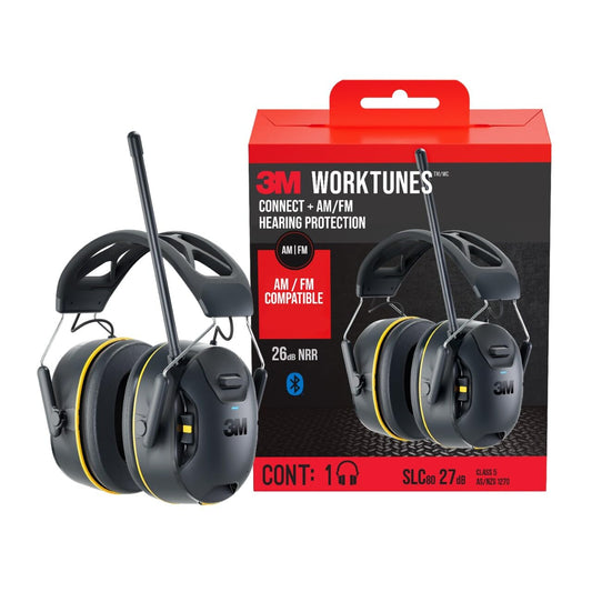 3M WorkTunes Connect + AM/FM Wireless Hearing Protector with Bluetooth Technology, Bluetooth Hearing Protection with a 26 dB Noise Reduction Rating