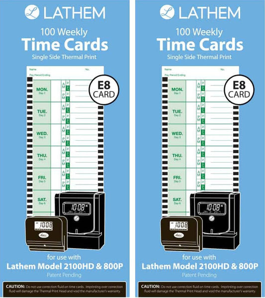 Lathem E8-100 Weekly Thermal Time Cards 100-Pack