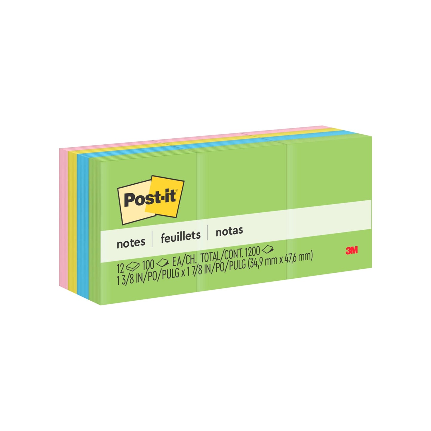 3M Post-it Notes 653-AU, Floral Fantasy, 1 3/8 x 1 7/8 in