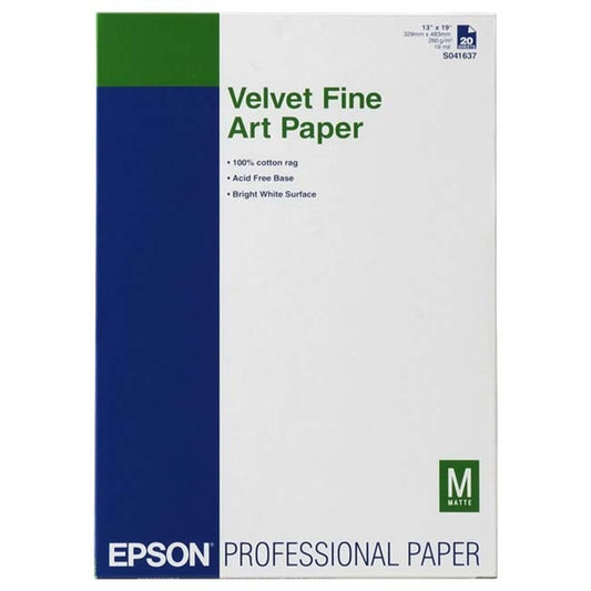 Epson S041637 Velvet Fine Art Paper 13x19in 260gsm