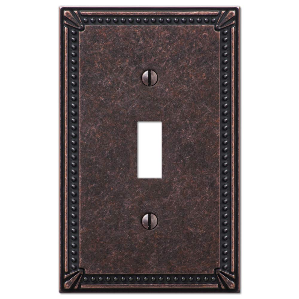Amerelle 74TAZ Imperial Bead Wallplate, 1 Toggle, Cast Metal, Tumbled Aged Bronze, 1-Pack