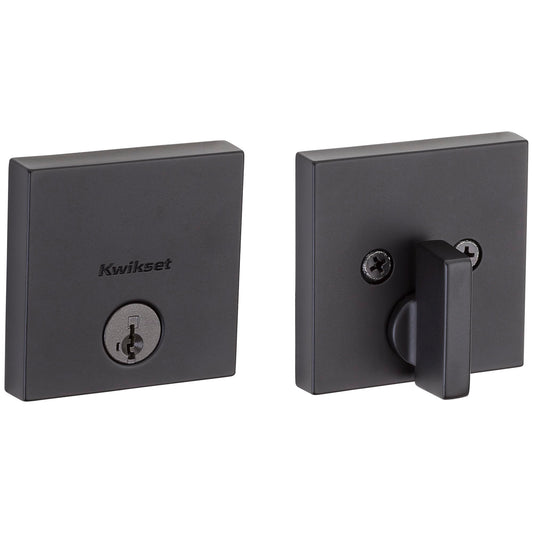 Kwikset Downtown Deadbolt Lock Matte Black