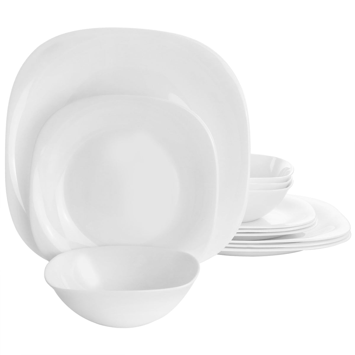 Gibson Ultra Piazza 12-Piece Opal Glass Dinnerware Set
