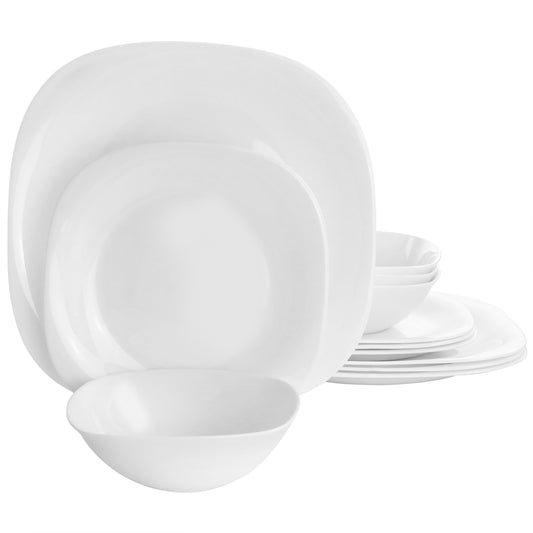 Gibson Ultra Piazza 12-Piece Opal Glass Dinnerware Set