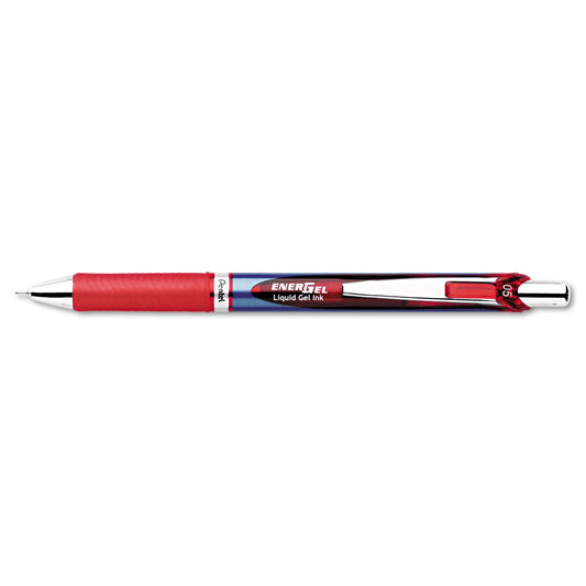 Pentel Gel Pen, Retractable/Refillable, Needle Tip, 0.5mm, (PENBLN75B), Blue Body with Red Accent