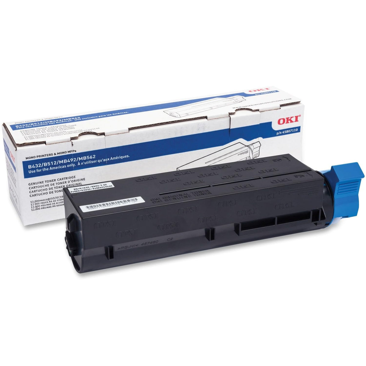 Genuine Brand Name OEM Okidata Black Extra High Yld Toner (12K YLD) B432DN/B512DN/ 45807110