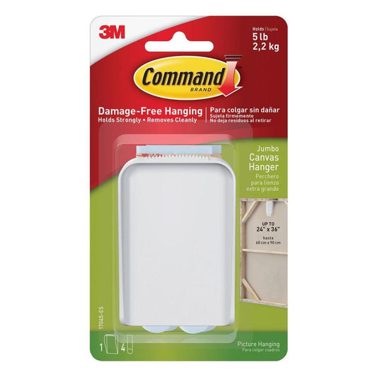 Command Jumbo Canvas Hanger, 1-Hanger, 2-Strips, Holds up to 5 lbs, Indoor Use, Decorate Damage-Free