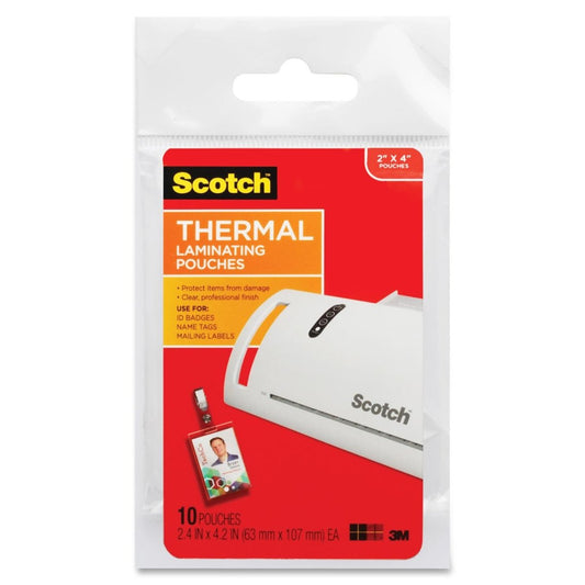 Scotch TP5852-10 Id Badge Size Thermal Laminating Pouches, 5 Mil, 4 1/4 X 2 1/5, 10/pack