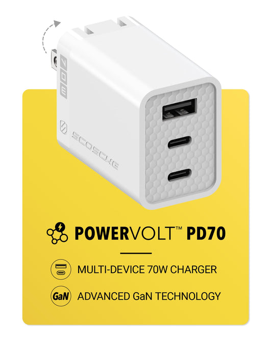 Scosche PowerVolt 70W 3-Port GaN Wall Charger