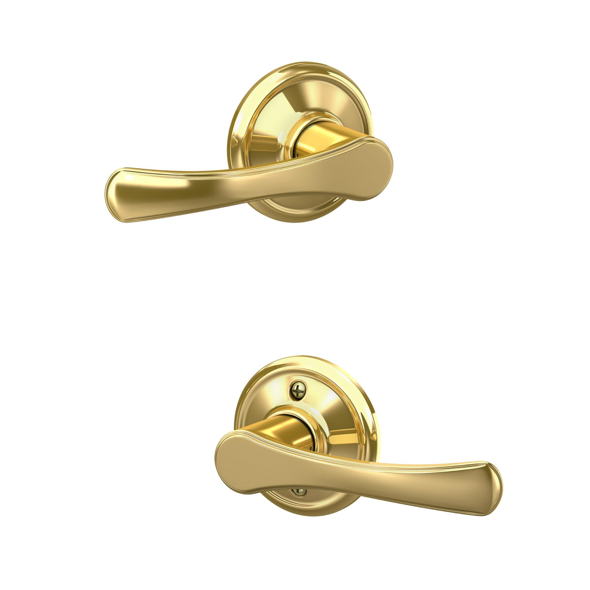 Schlage Avila Hall & Closet Lever, Bright Brass, F10 VLA 605