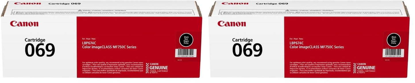 Canon 069 Toner Cartridge Black – 2 Pack | Compatible Color imageCLASS MF752Cdw, MF653Cdw, LBP674Cdw, LBP633Cdw | High Yield Black Replacement Toner for Sharp, Professional Prints