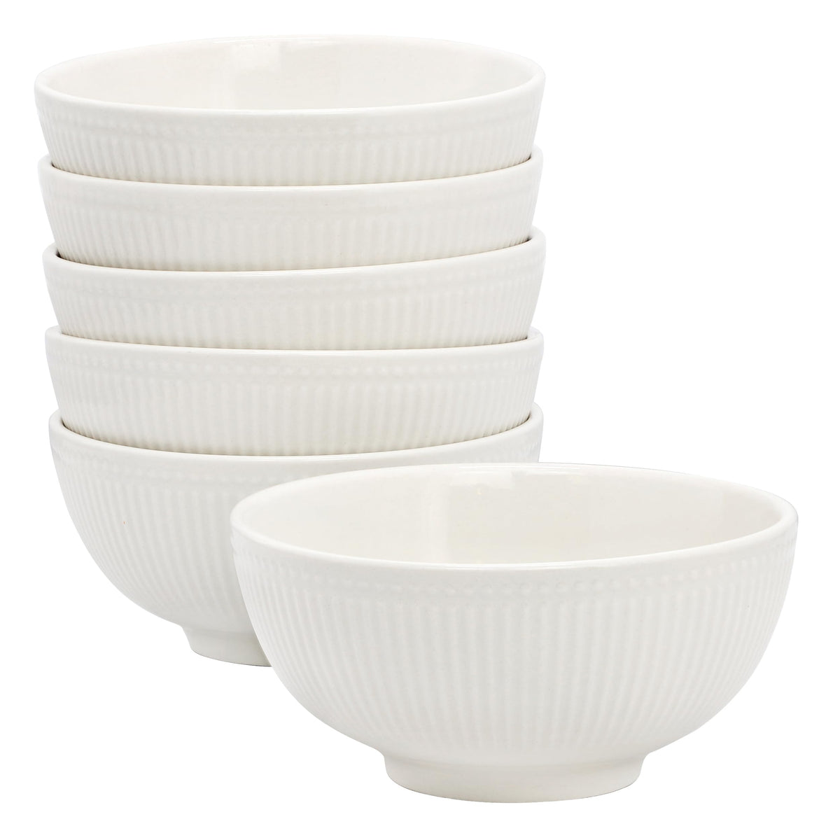 Elama Gretel 6-Piece Stoneware Cereal Bowl Set White