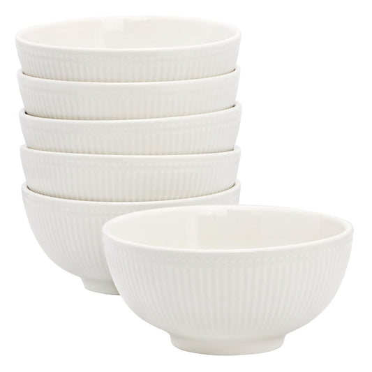 Elama Gretel 6-Piece Stoneware Cereal Bowl Set White