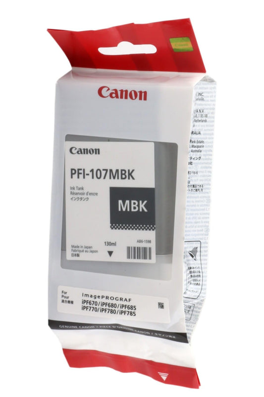 Canon PFI-107MBK Ink Matte Black, 130ml, 6704B001 (Standard Capacity)