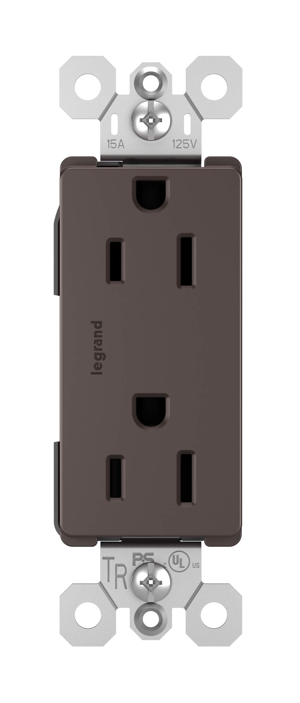 Legrand radiant 885TRDBCC12 15 Amp Tamper Resistant Decorator Duplex Outlet, Side Wire or Push Wire, Dark Bronze (1 Count)
