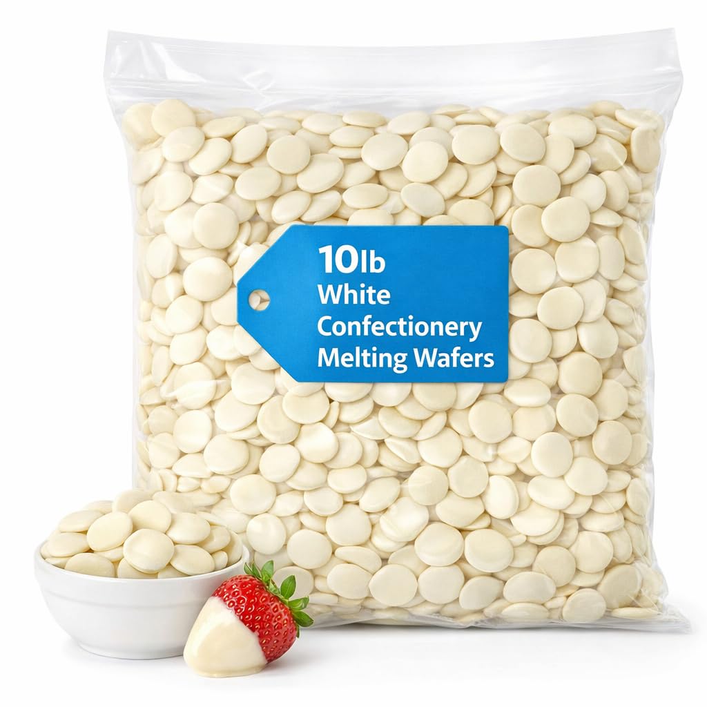 White Confectionery Melting Wafers, 10 lb Bulk Coating for Baking & Dipping