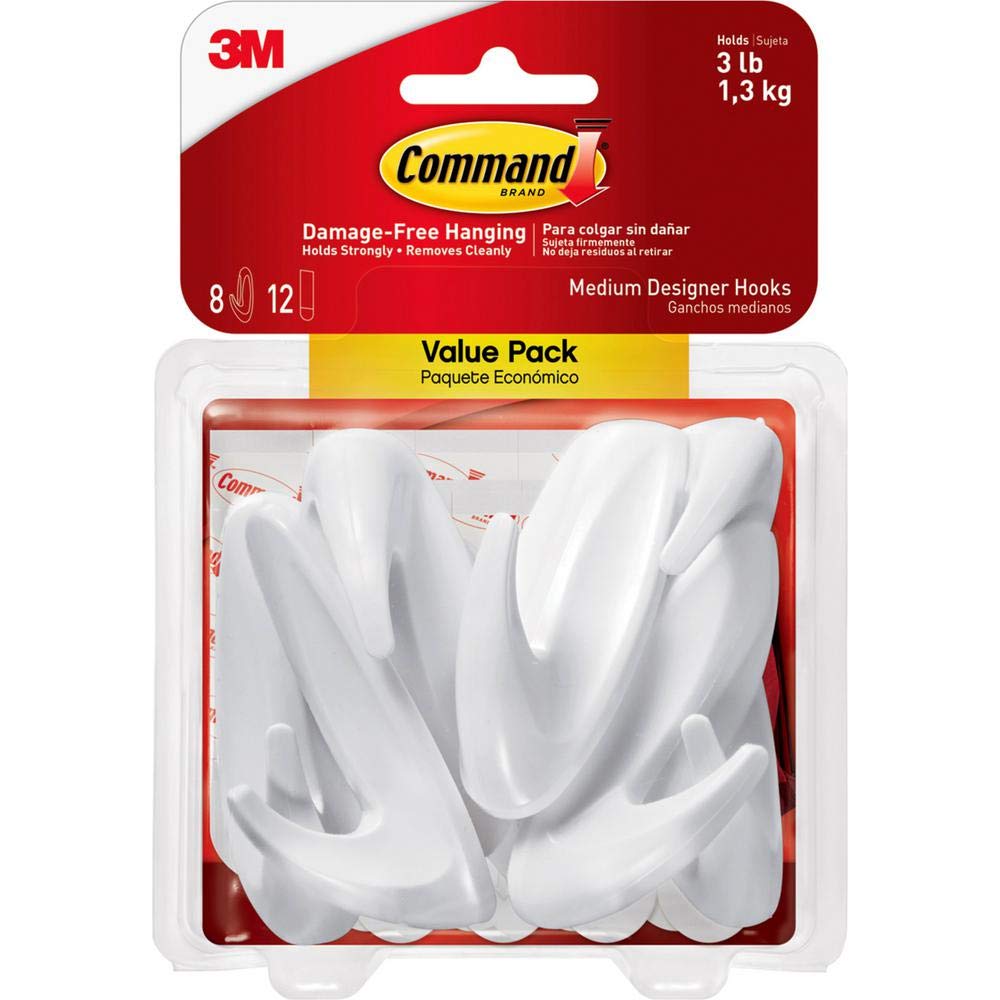 3M Designer Hooks Medium 8-Pack (17081-8ES)