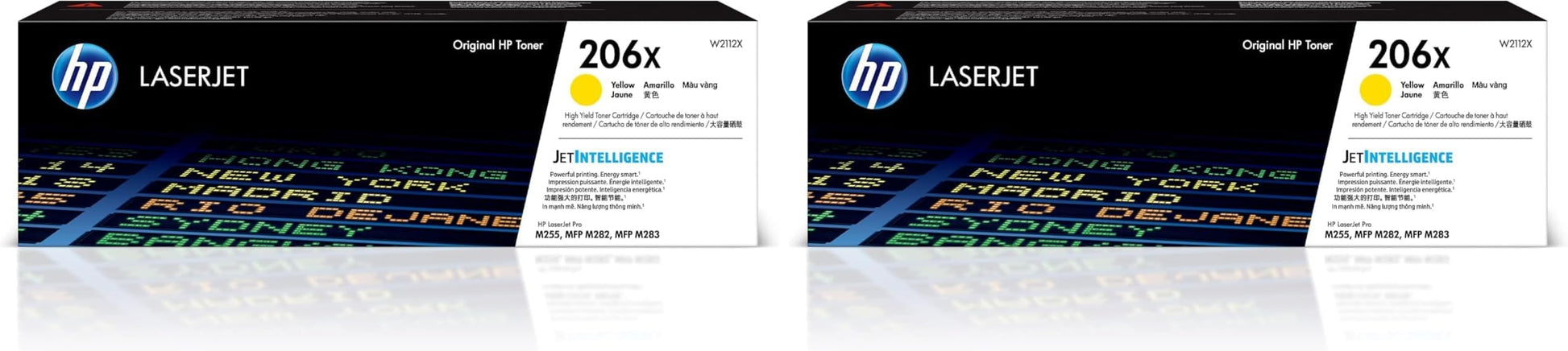 HP 206X Yellow High-Yield Toner Cartridge | Works with Color LaserJet Pro M255,MFP M282,M283 Series | W2112X,(Pack of 2)