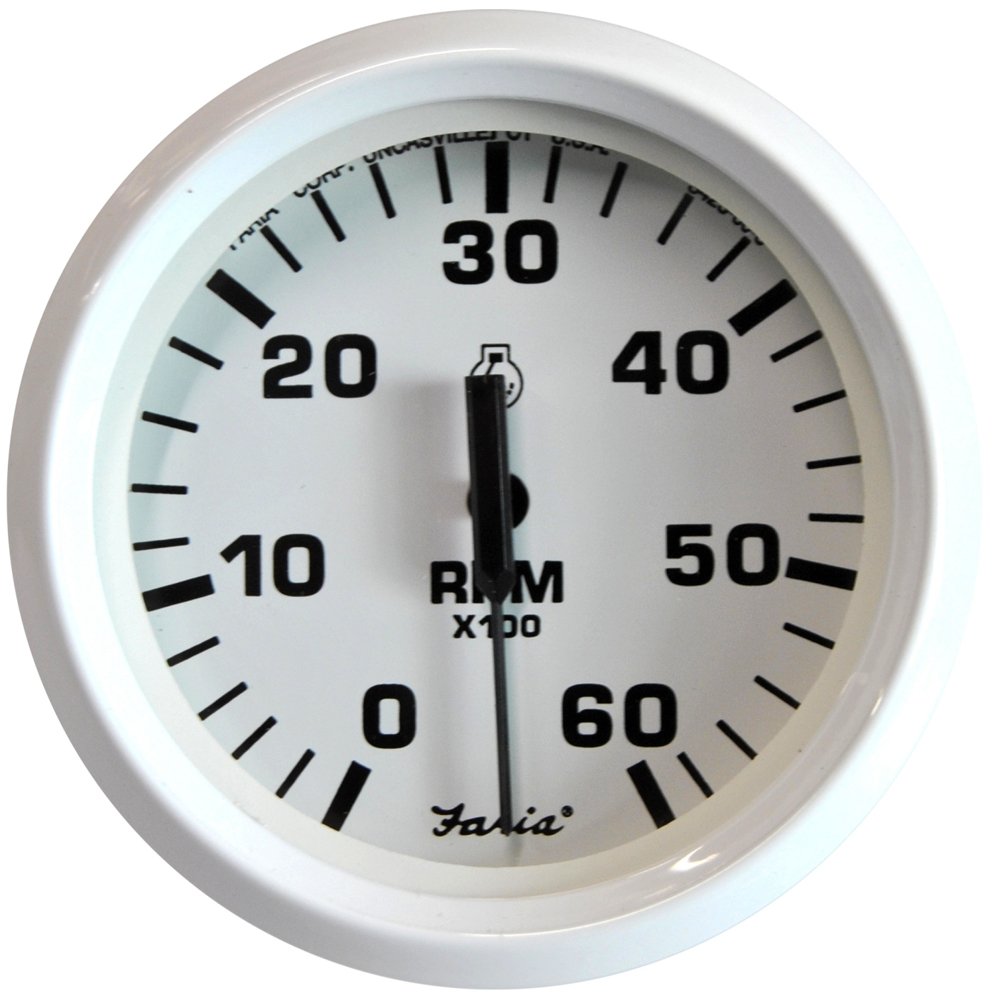 Faria Dress White 4" Tachometer 6000 RPM TC9691